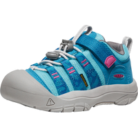 Keen Canada Outdoor Preschool Newport H2-C Sandals - Fjord Blue/Festival Fuchsia Front_Three_Fourths_Angled_Left