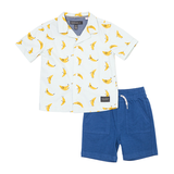 Ensemble de chemise à imprimé intégral à manches courtes et de short à enfiler pour enfants, Silver Front_Flat