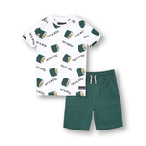 Ensemble t-shirt unisexe à col ras du cou et à manches courtes, et short à enfiler pour enfants, Silver Front_Flat