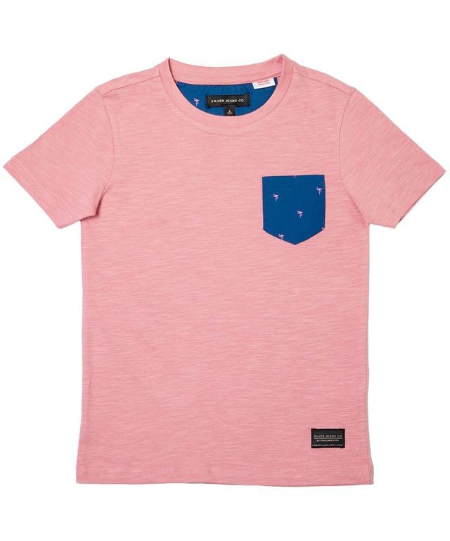 T-shirt avec poche à imprimé intégral pour enfants, Silver