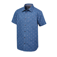 Chemise tissée unisexe à manches courtes avec imprimé intégral pour enfants, Silver Front_Angled_Left