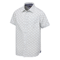Chemise tissée unisexe à manches courtes avec imprimé intégral à motif de pois pour enfants, Silver Front_Angled_Left