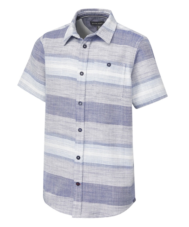 T-shirt unisexe rayé avec poche pour enfants, Silver