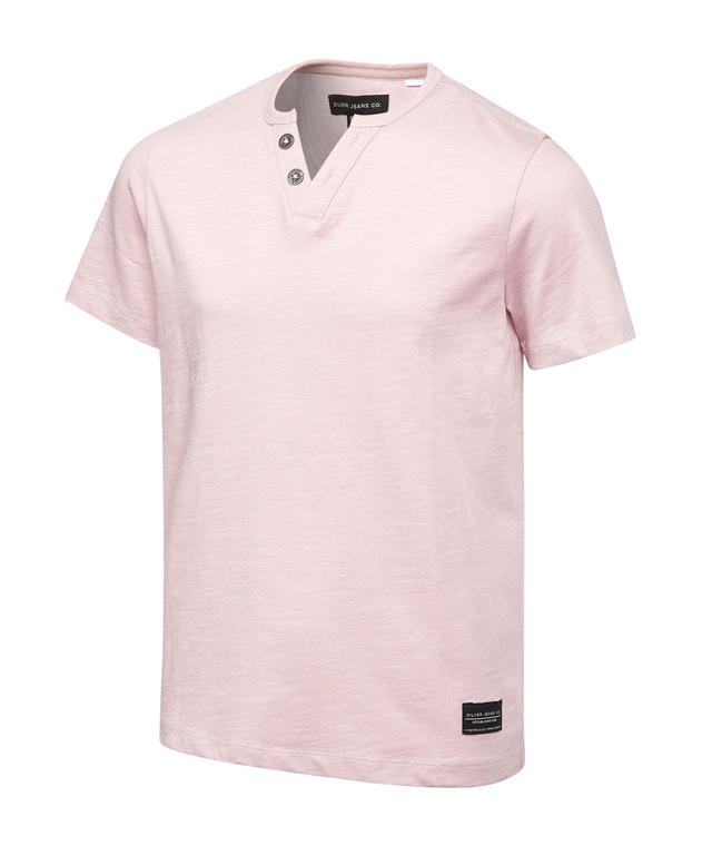 T-shirt henley unisexe flammé à manches courtes pour enfants, Silver
