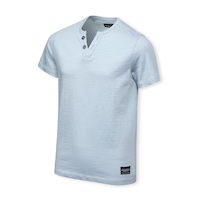 T-shirt henley unisexe flammé à manches courtes pour enfants, Silver Front_Three_Fourths_Angled_Left