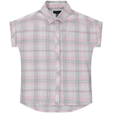 Silver Kids' G's Loose Fit Short Sleeve Woven Plaid Shirt Front_Flat