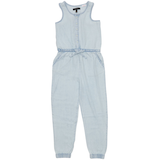 Combinaison-pantalon sans manches avec poches en biais pour filles, Silver Front_Flat