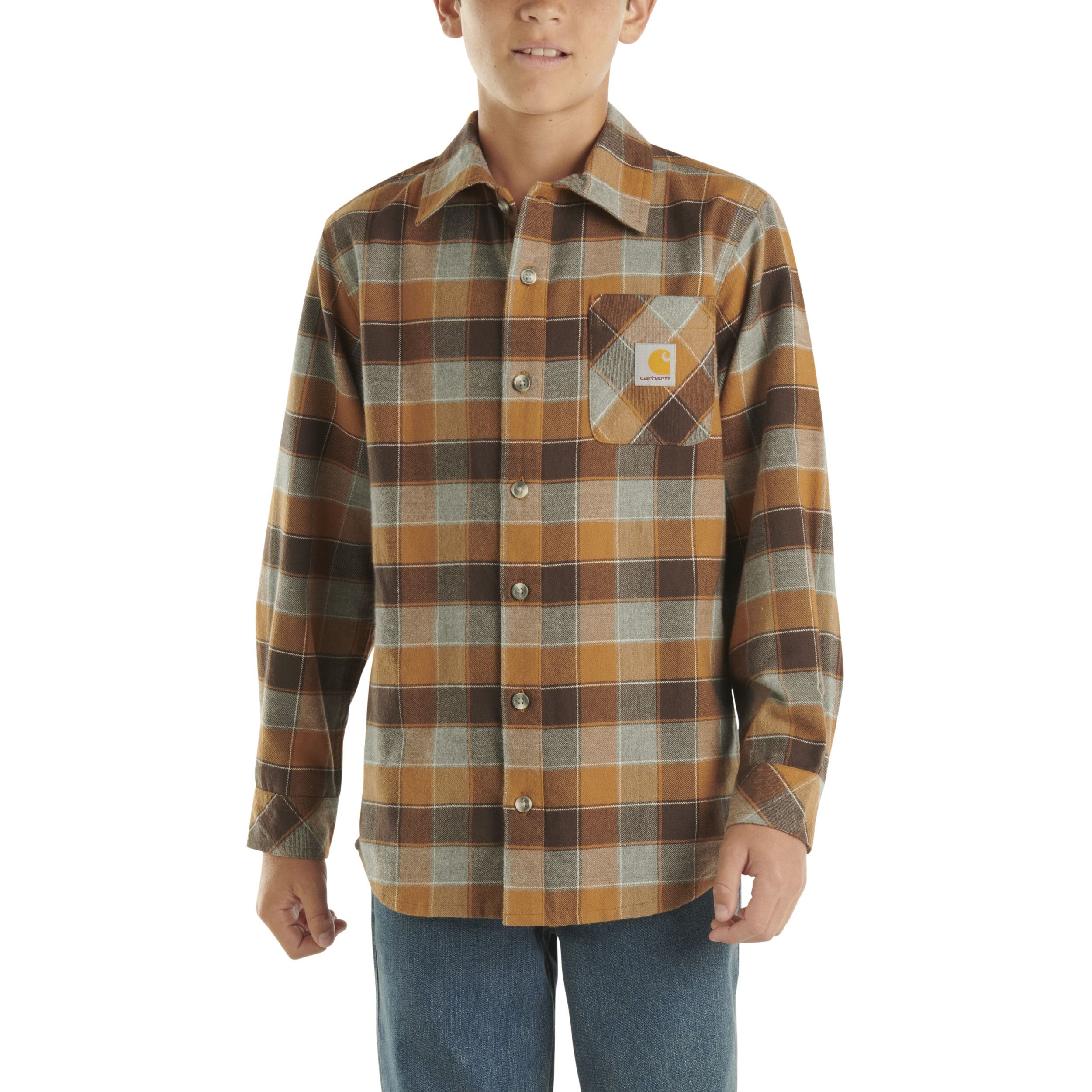 Chemise boutonnée en flanelle à manches longues unisexe pour enfants, Carhartt