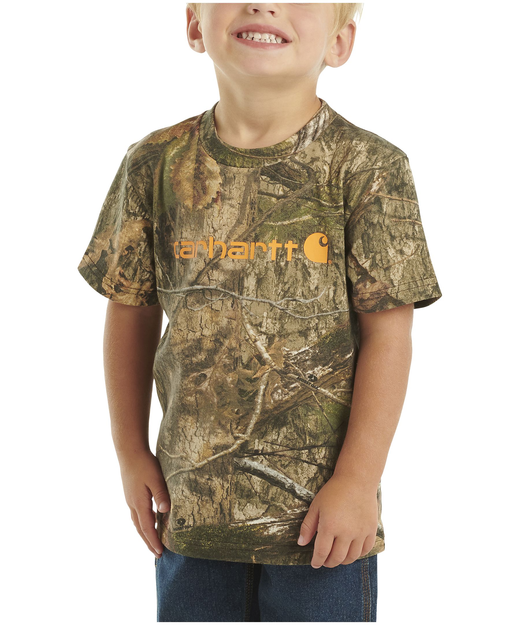 T-shirt unisexe camouflage à manches courtes avec logo pour enfants, Carhartt
