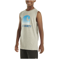 Carhartt Youth Unisex Sleevless Crew Neck T-Shirt Front_Angled_Left
