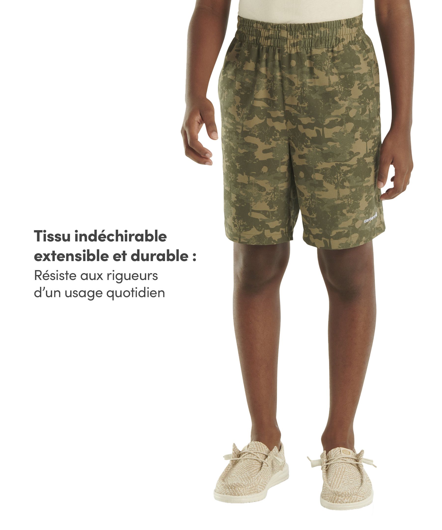 Short de style travail unisexe à motif camouflage avec RUGGED FLEXMD pour enfants, Carhartt