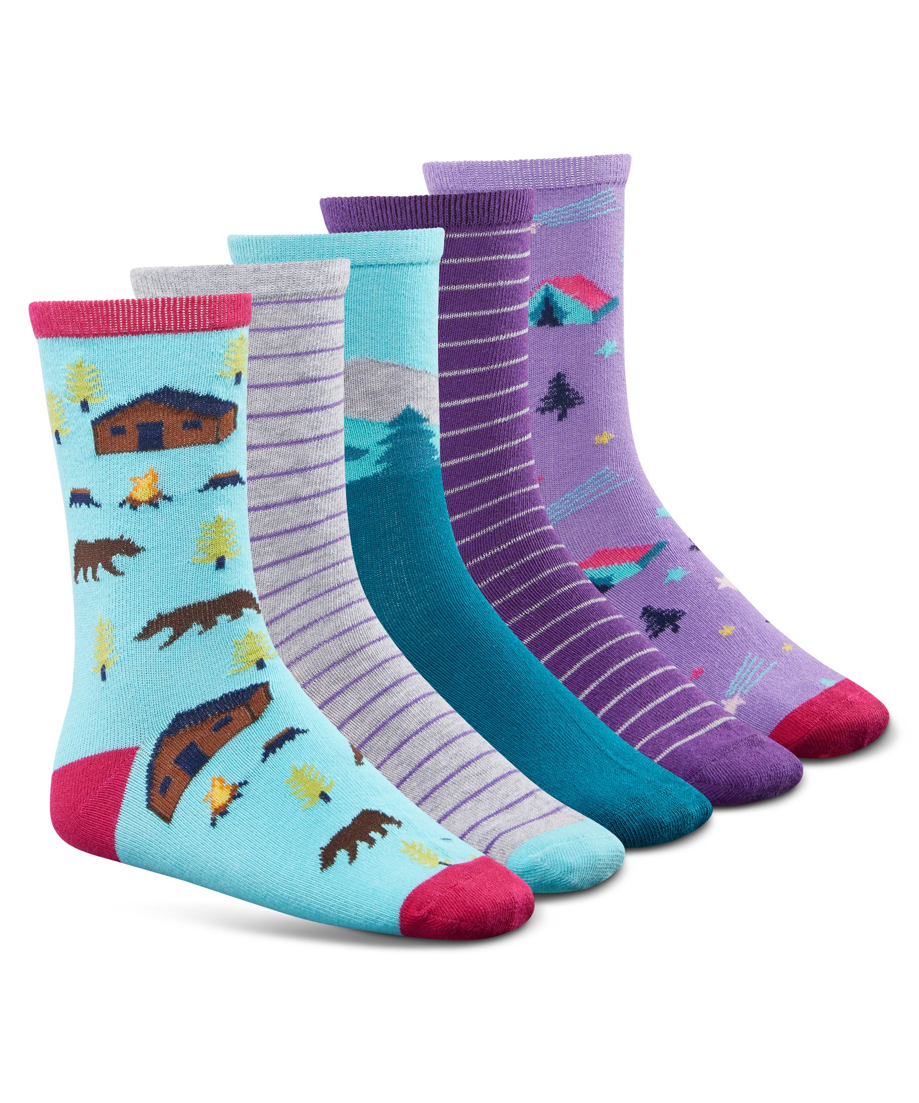 Mi-chaussettes unisexe pour jeunes, Denver Hayes, paquet de 5 paires