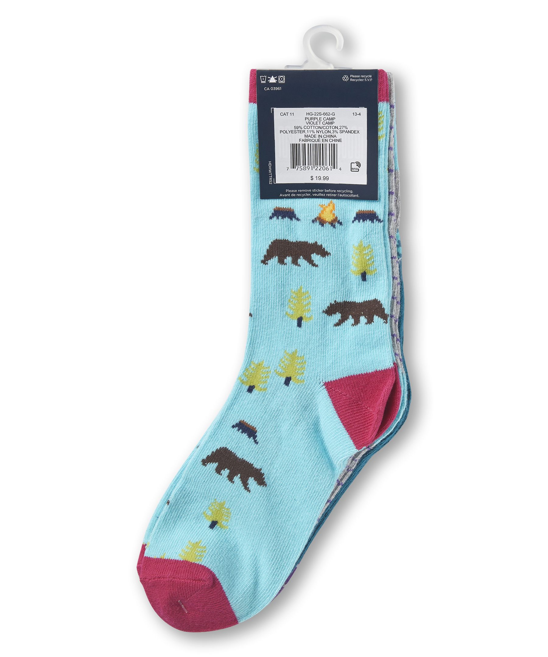 Mi-chaussettes unisexe pour jeunes, Denver Hayes, paquet de 5 paires