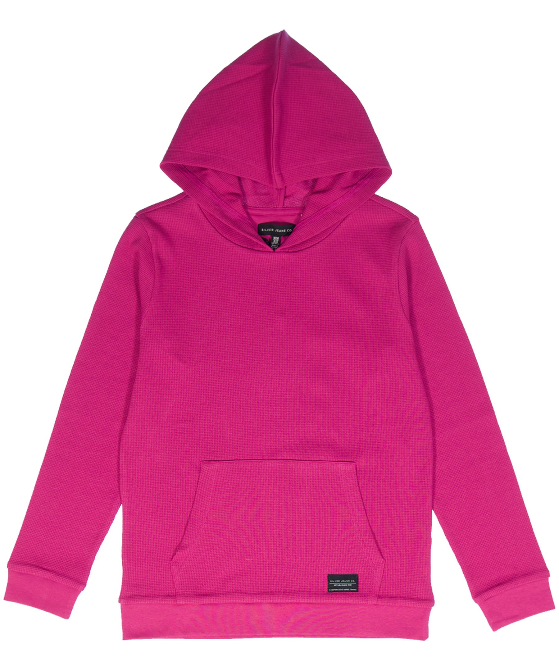 Silver Kids' Girl's Long Sleeve Thermal Knit Hoodie