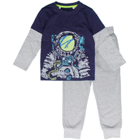 Ensemble de jogging à manches longues 2 morceaux unisexe pour tout-petits, Silver Front_Flat