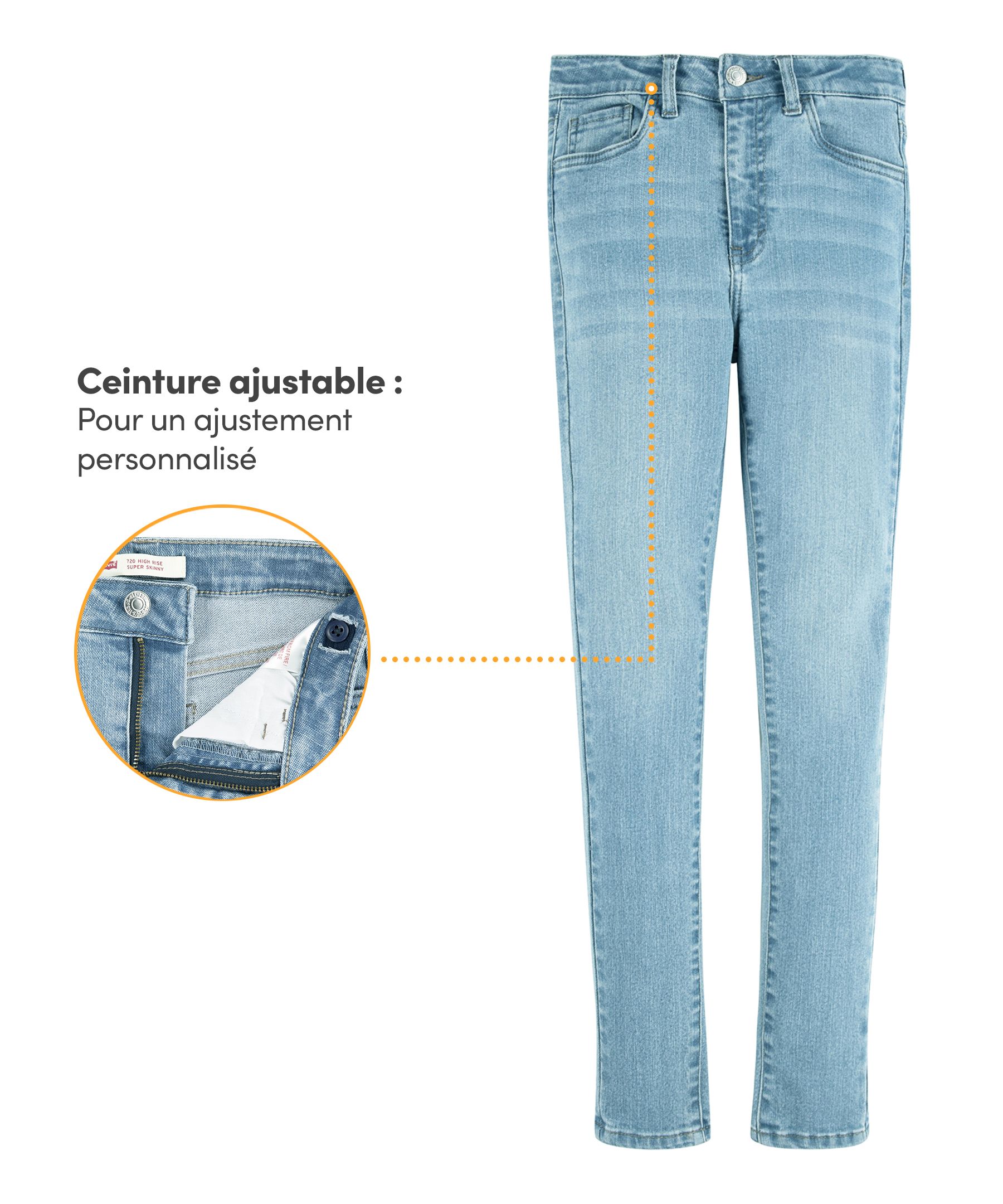 Jean moulant à taille haute pour enfants, 720, Levi's