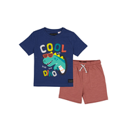 Ensemble t-shirt à manches courtes et short unisexe pour tout-petits, Silver Front_Flat