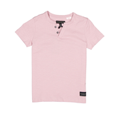 T-shirt henley boutonné unisexe à manches courtes pour enfants, Silver Front_Flat