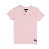 T-shirt henley boutonné unisexe à manches courtes pour enfants, Silver Front_Flat