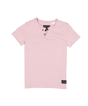 T-shirt henley boutonné unisexe à manches courtes pour enfants, Silver