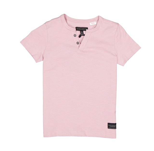 T-shirt henley boutonné unisexe à manches courtes pour enfants, Silver