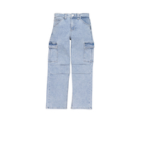 Jean cargo de coupe ample pour garçons, Garret, Silver Front_Flat