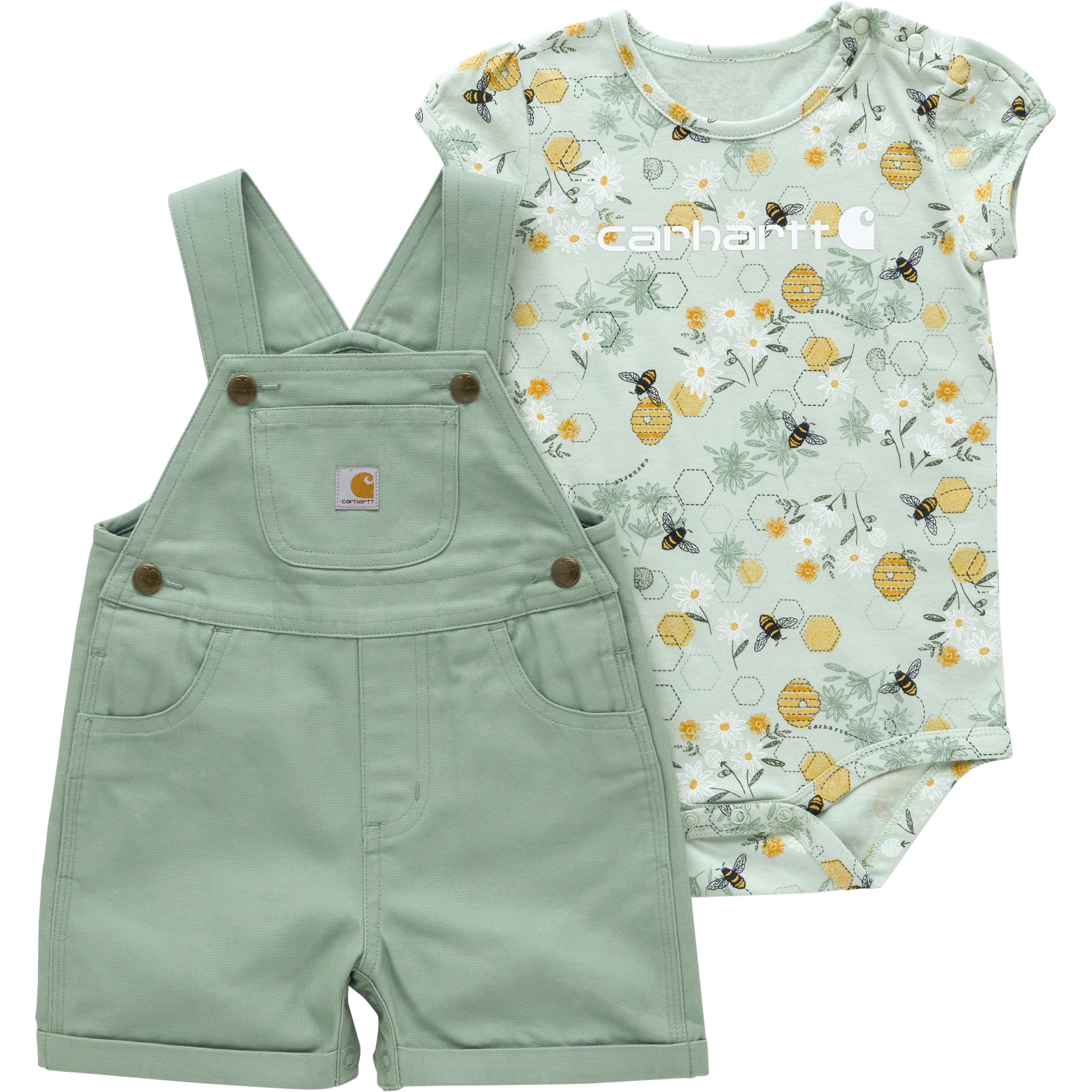 Carhartt Baby Unisex Canvas Shortalls 2-Piece Set