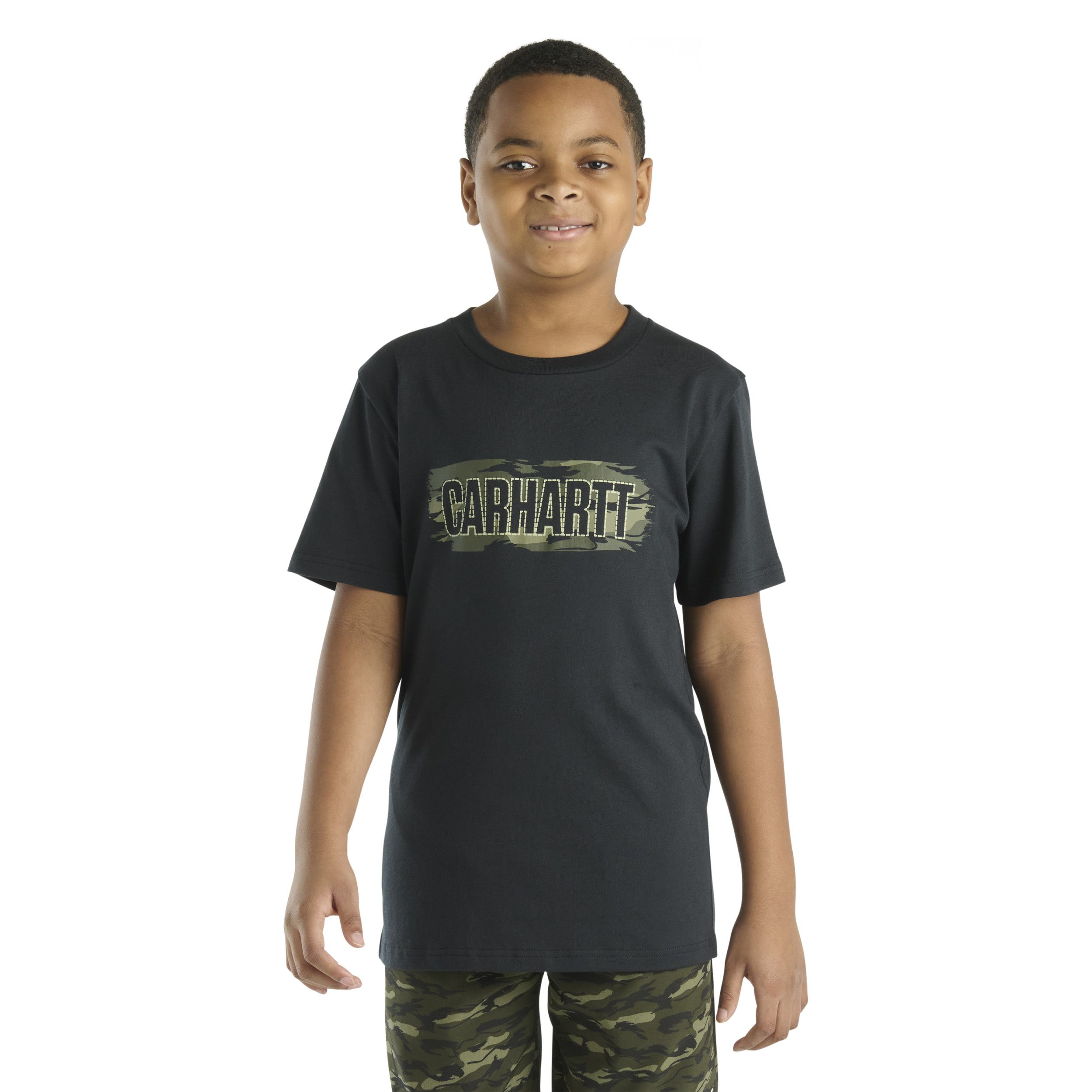 T-shirt unisexe à motif camouflage et logo pour enfants, Carhartt