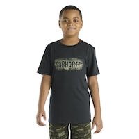 T-shirt unisexe à motif camouflage et logo pour enfants, Carhartt Front_Flat