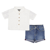 Silver Toddler Girls' Short Sleeve Eyelet Top Set Front_Flat