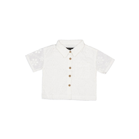 Ensemble haut à manches courtes avec motif ajouré et short unisexe pour enfants, Silver Front_Flat