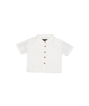 Ensemble haut à manches courtes avec motif ajouré et short unisexe pour enfants, Silver