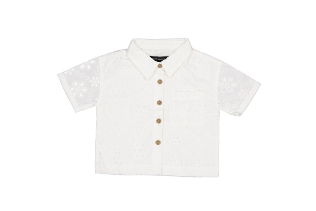 Ensemble haut à manches courtes avec motif ajouré et short unisexe pour enfants, Silver