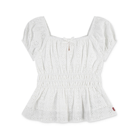 Levi's Youth Unisex Eyelet Puff Sleeve Top Front_Flat
