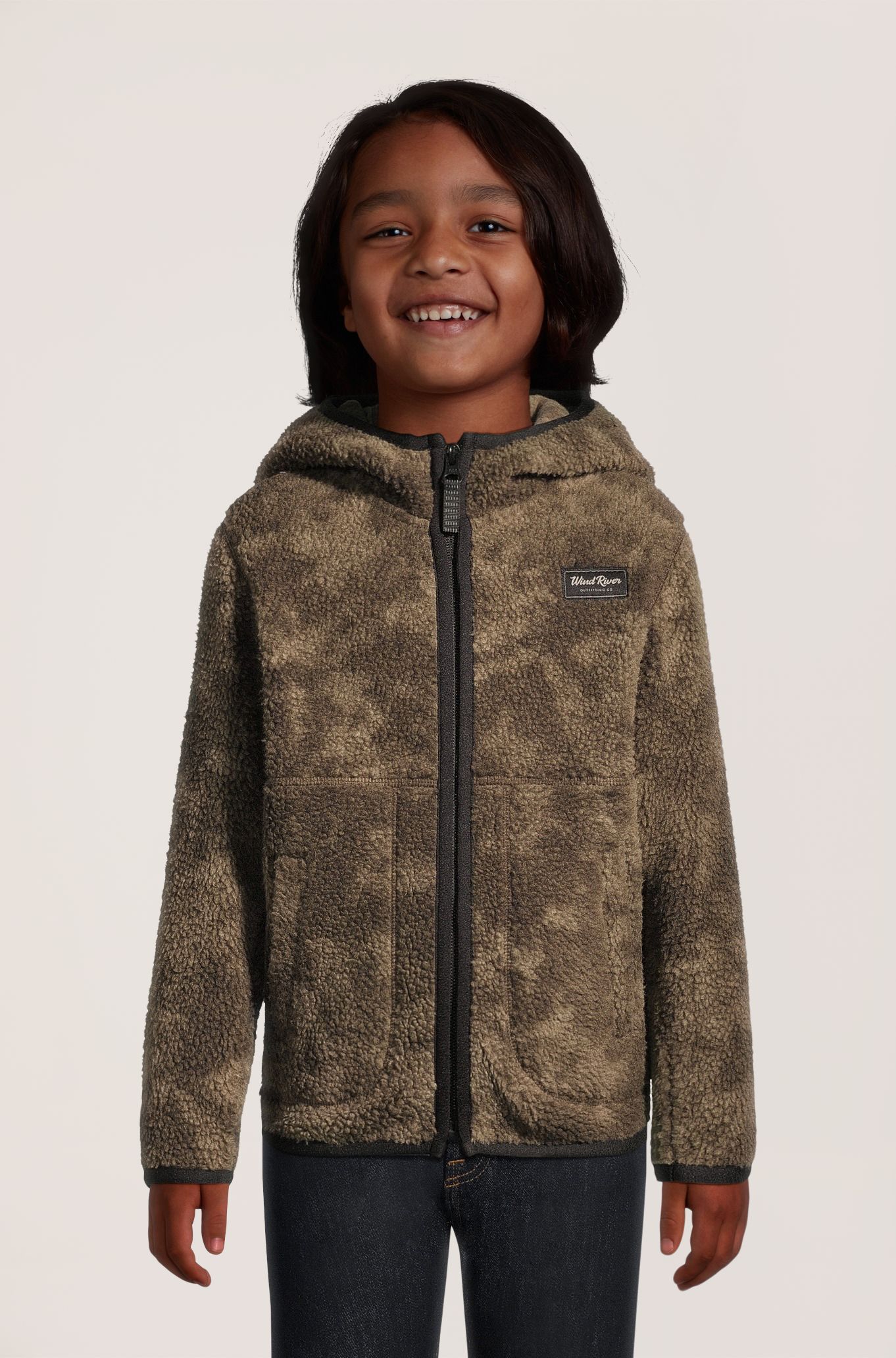 Veste en molleton sherpa à glissière pleine longueur avec T-MAX unisexe pour tout-petits, WindRiver