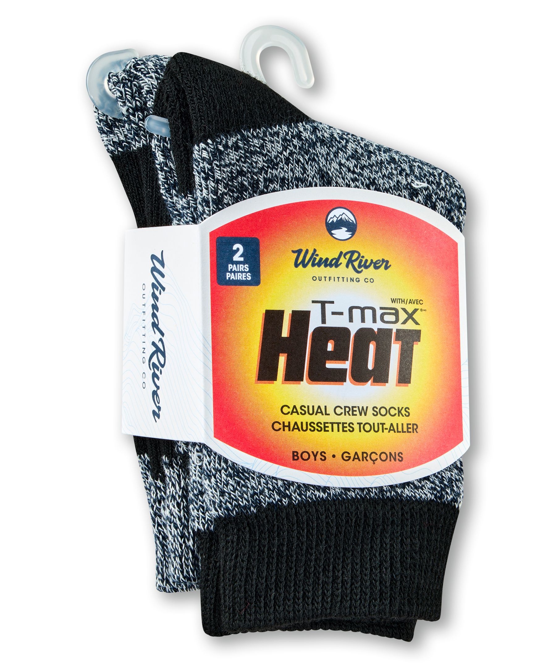 Chaussettes de plein air unisexe avec T-MAX pour jeunes, WindRiver, paquet de 2