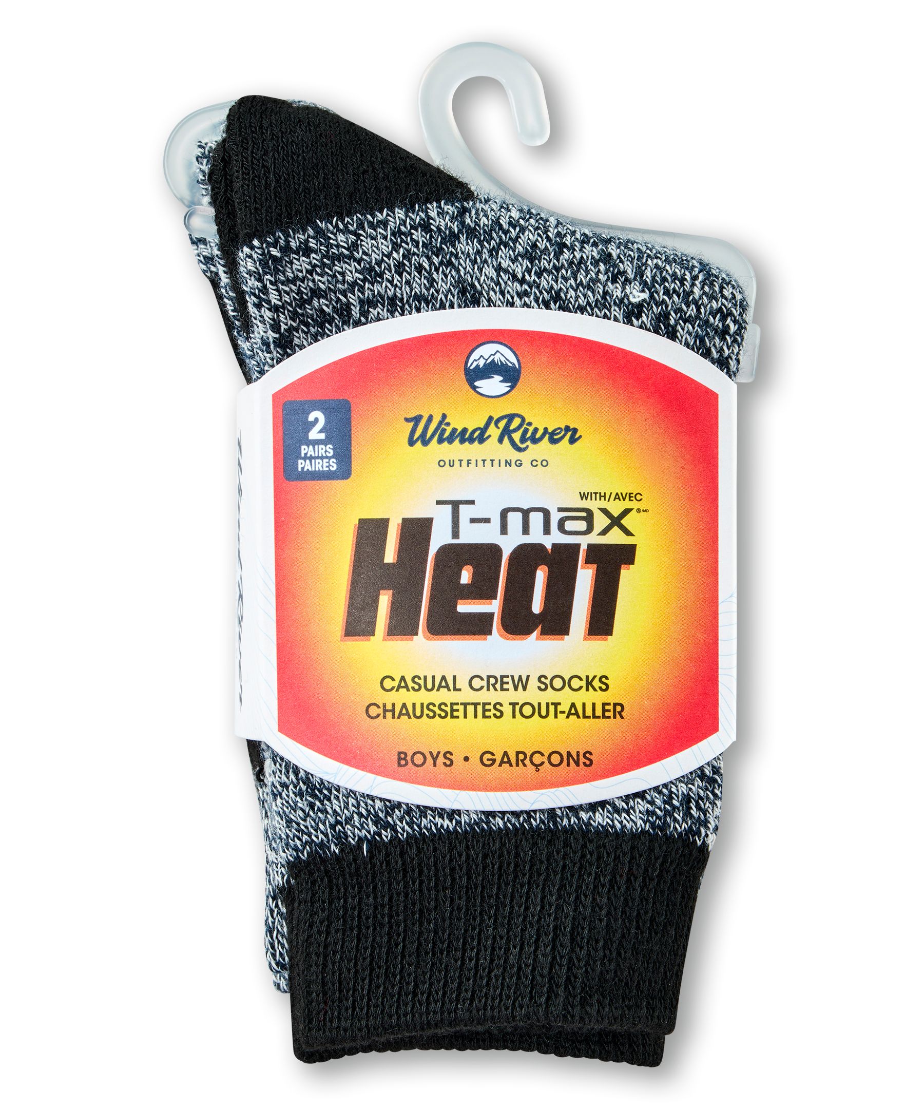 Chaussettes de plein air unisexe avec T-MAX pour jeunes, WindRiver, paquet de 2