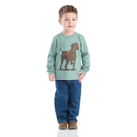 Ensemble pantalon en denim et chandail à manches longues avec graphique chien pour garçons, Carhartt Front_Flat