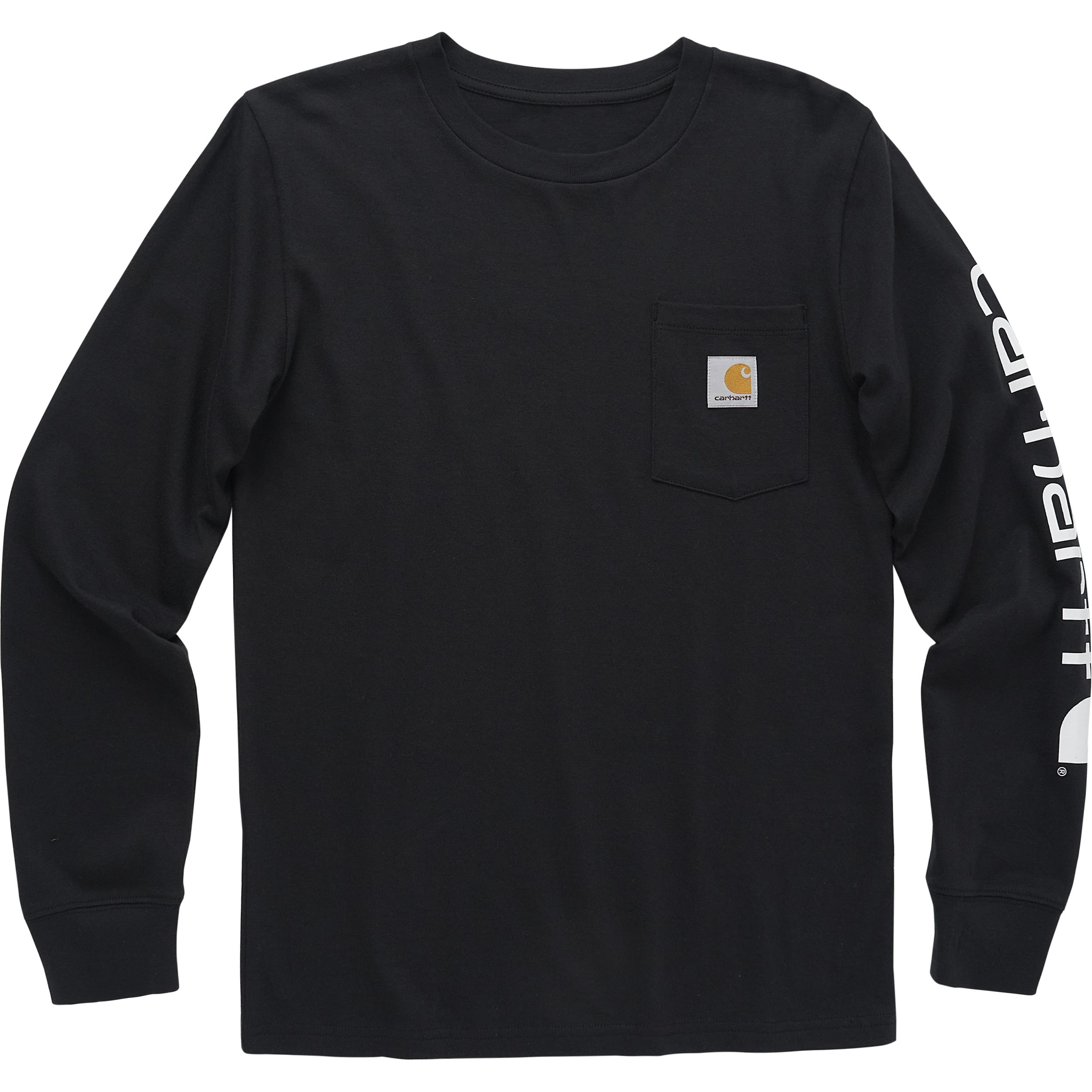 Carhartt Youth Boy's Long Sleeve Logo Pocket Crewneck T-Shirt
