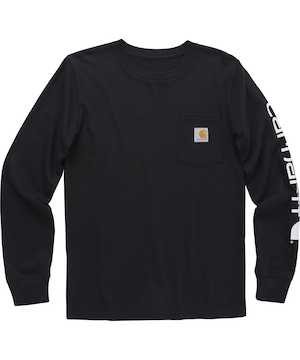 Carhartt Youth Boy's Long Sleeve Logo Pocket Crewneck T Shirt