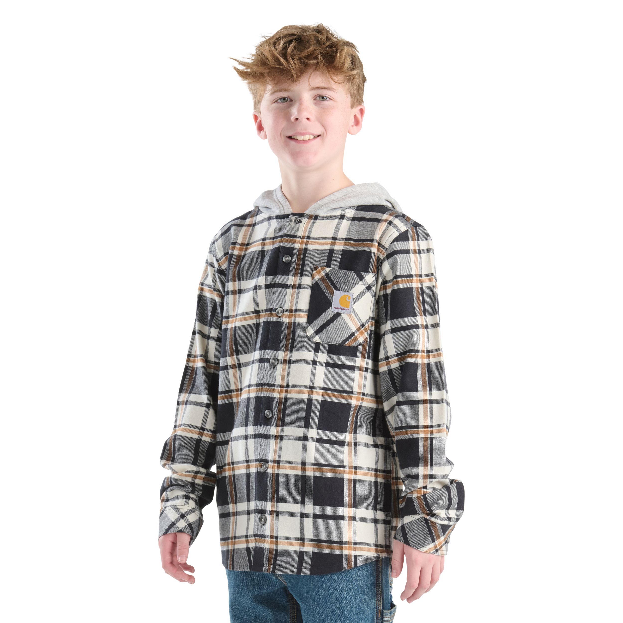Chemise à capuche unisexe en flanelle et à manches longues pour enfants, Carhartt
