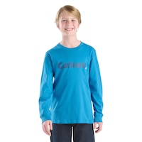 T-shirt à manches longues avec logo unisexe pour jeunes, Carhartt Front_Flat