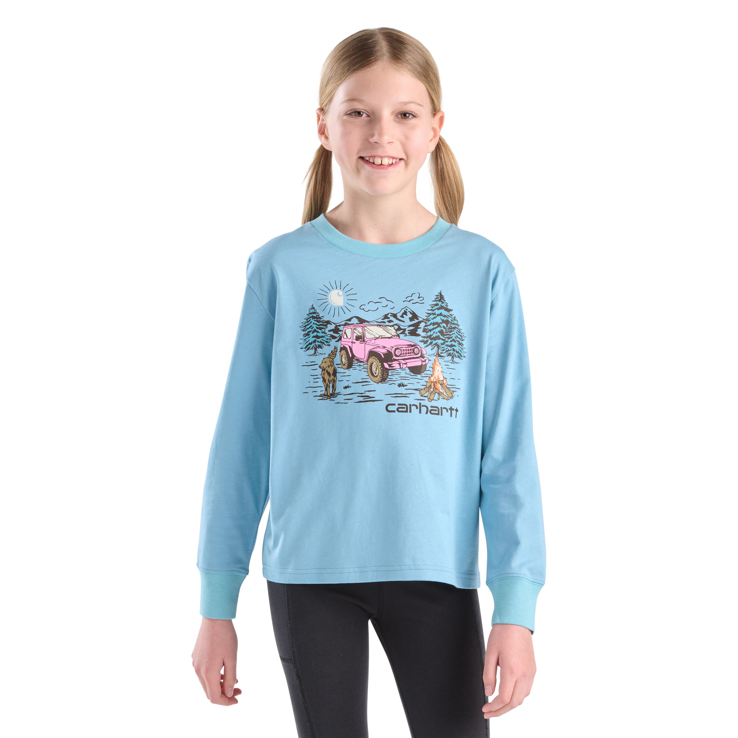 T-shirt unisexe à manches longues avec motif de terrain de camping pour tout-petits, Carhartt