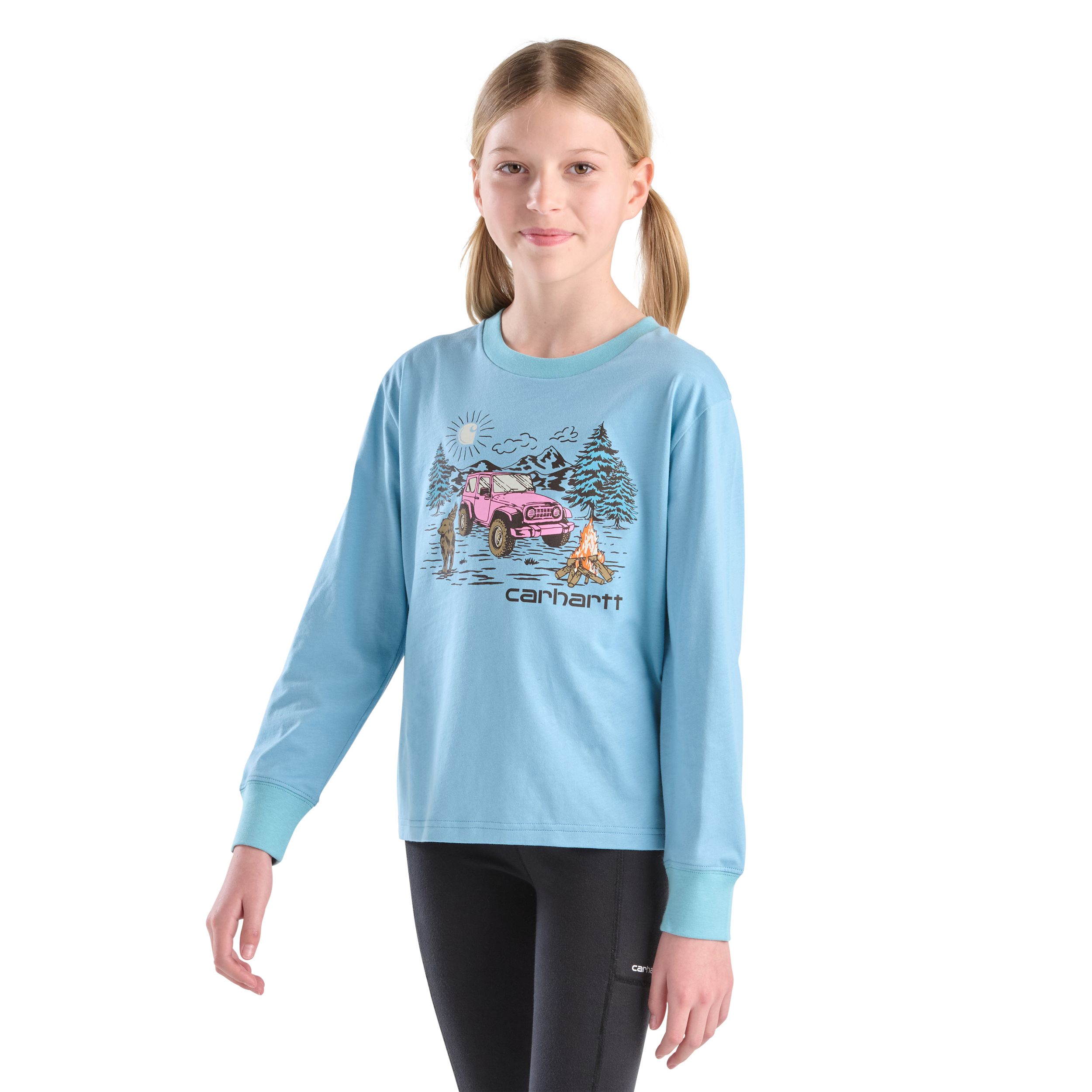 T-shirt unisexe à manches longues avec motif de terrain de camping pour tout-petits, Carhartt