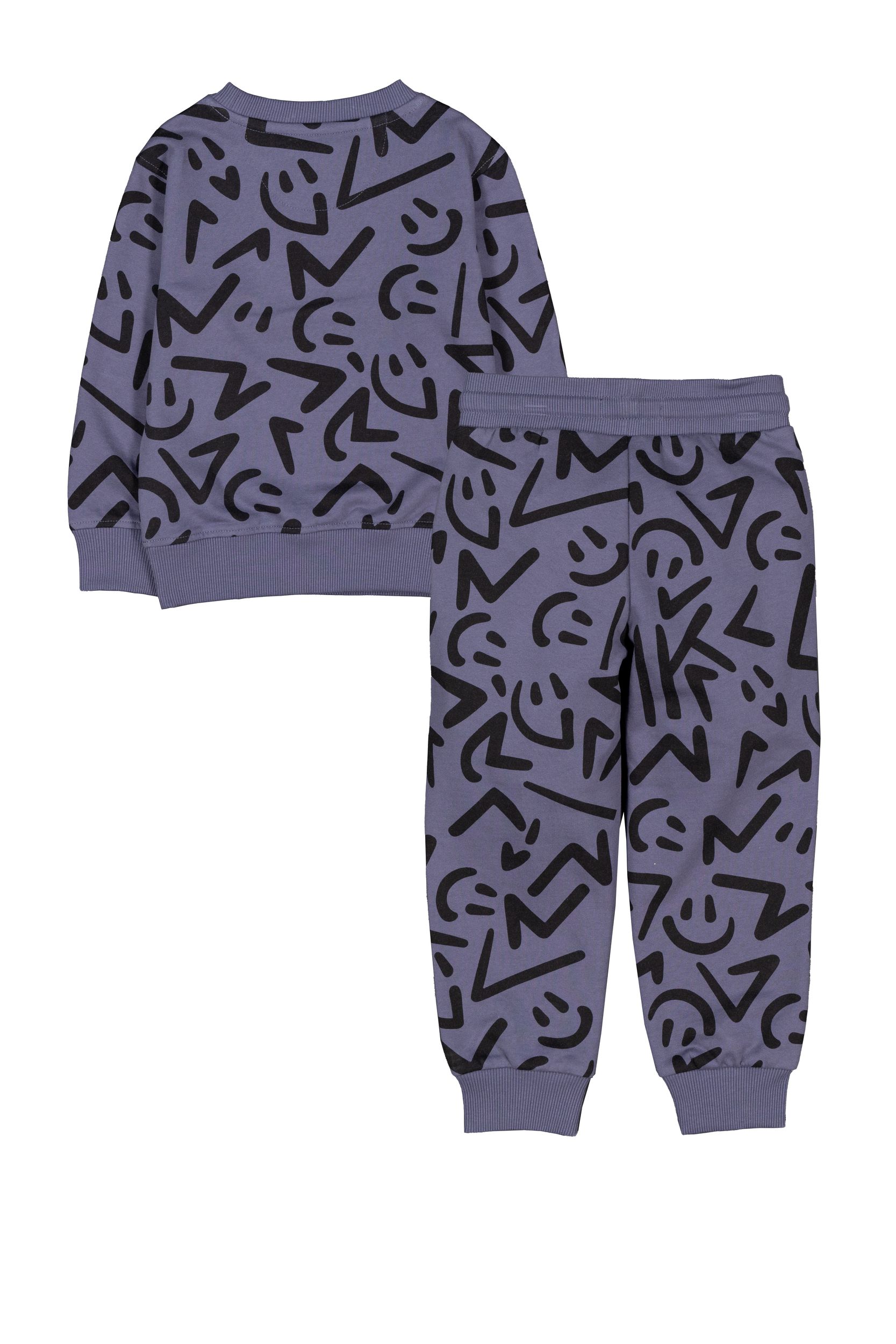 Ensemble unisexe pantalon de jogging et haut à manches longues avec graphique sourire pour tout-petits, Silver