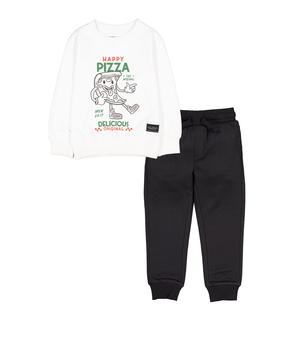 Silver Toddler Unisex Long Sleeve Pizza Jogger Set