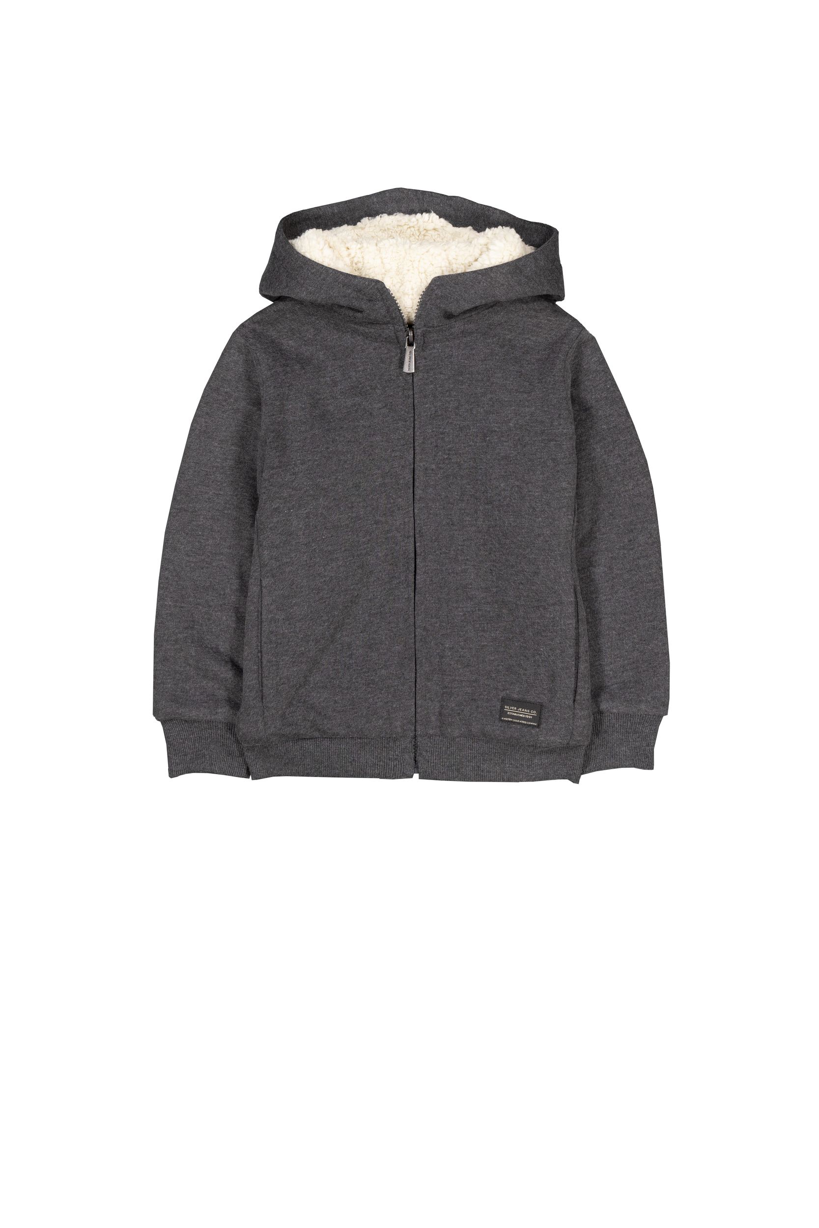 Silver Kids' Unisex Zip Up Plush Lined Hoodie