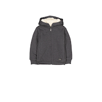 Chandail doublé pelucheux à capuche et à fermeture à glissière unisexe pour enfants, Silver Front_Flat