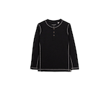 T-shirt Henley flammé à manches longues pour enfants, Silver Front_Flat