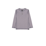 T-shirt henley flammé à manches longues unisexe pour enfants, Silver Front_Flat
